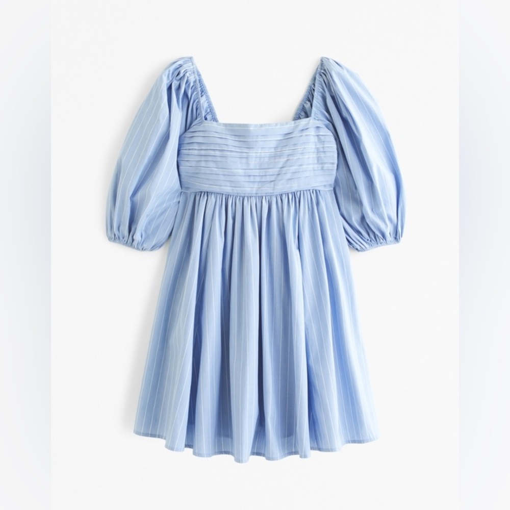 Abercrombie & Fitch Light Blue Puff Sleeve Mini Dress